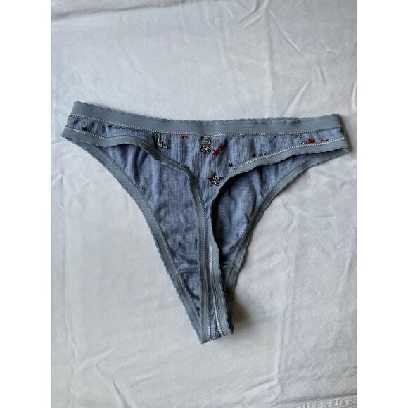 Vintage Of The Moment Graphic Cotton Thong Panty Blue Stars Moon Size M/6 - Picture 2 of 4